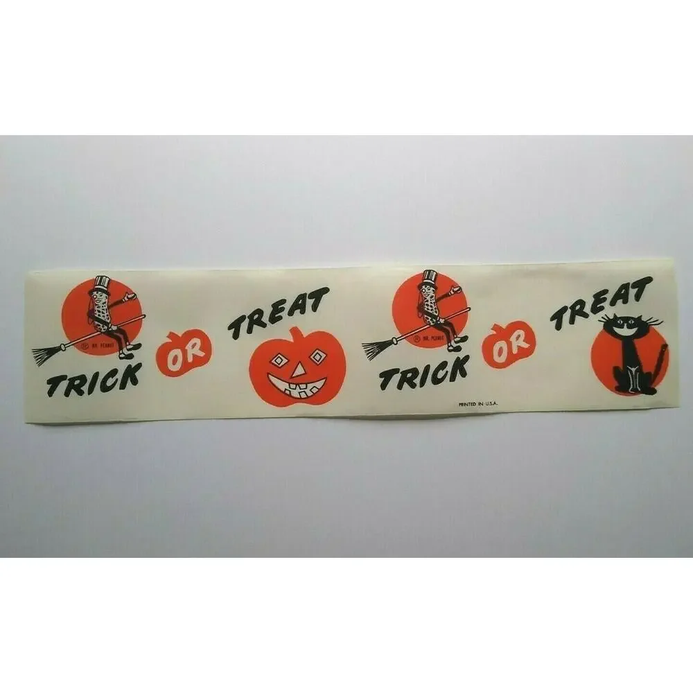 Mr Peanut Halloween Wax Paper Steamer Banner Original 1940s Planters Peanuts Art